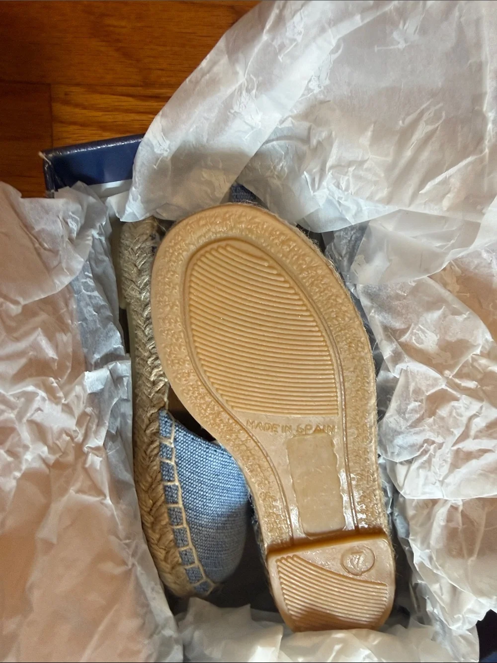 Polo by Ralph Lauren Light Blue Denim Espadrille Wedge Sandals